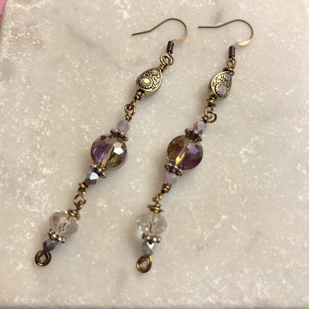 Bronze Faceted Dangle Earrings